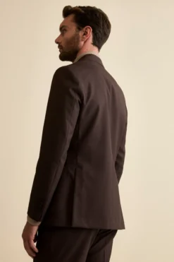 Abito Semifoderato Slim Fit in Lana Vergine - MARRONE
