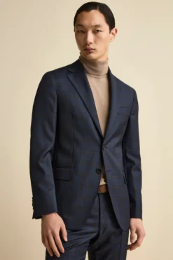 Abito Slim Fit Check Foderato in Lana Vergine - BLU QUADRI
