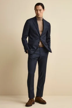 Abito Slim Fit Check Foderato in Lana Vergine - BLU QUADRI