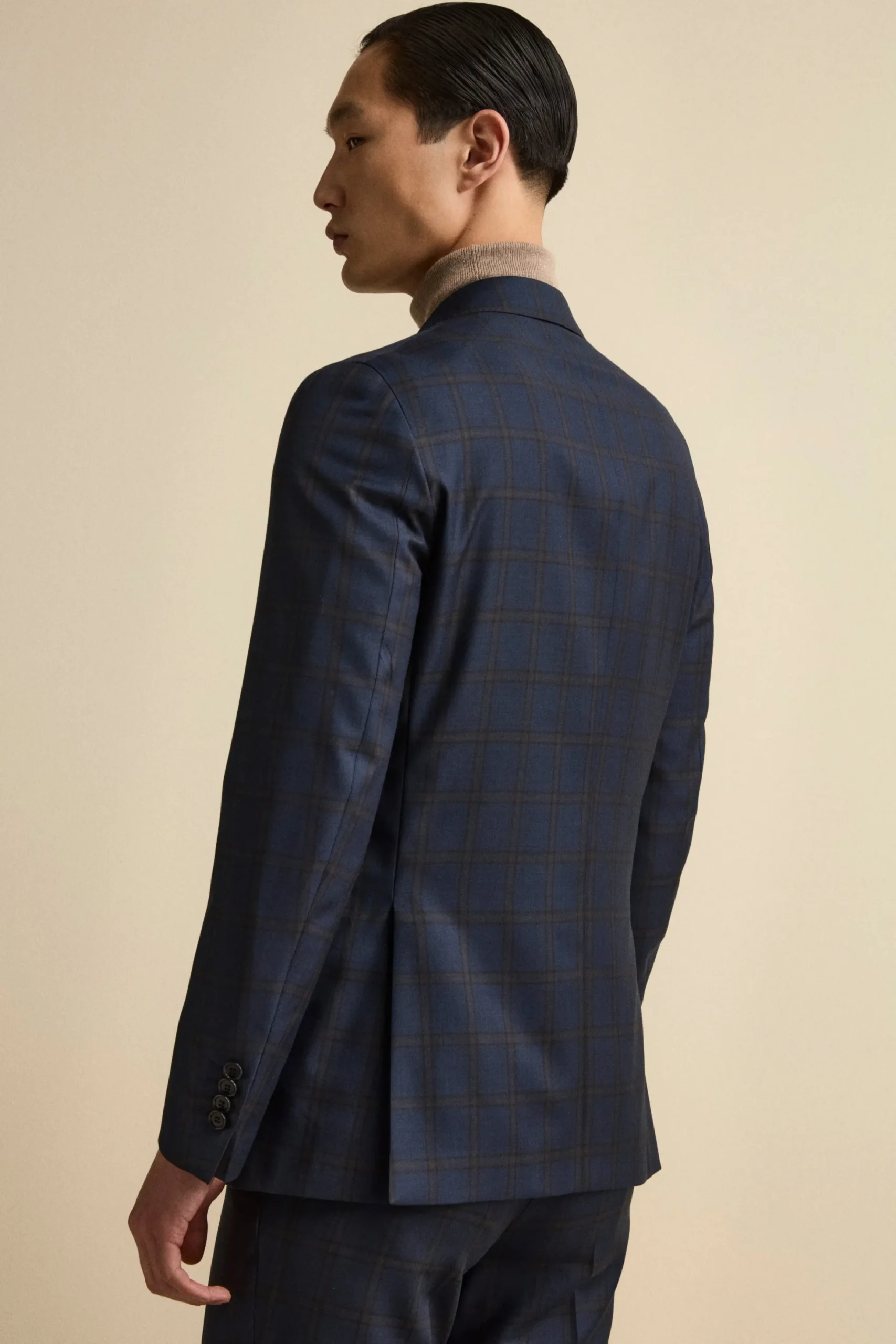 Abito Slim Fit Check Foderato in Lana Vergine - BLU QUADRI