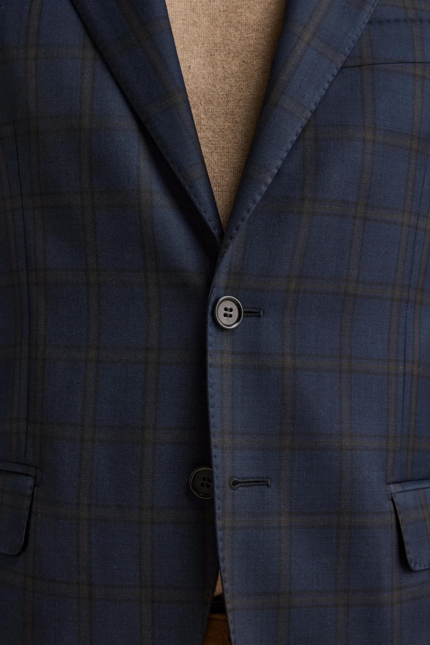 Abito Slim Fit Check Foderato in Lana Vergine - BLU QUADRI