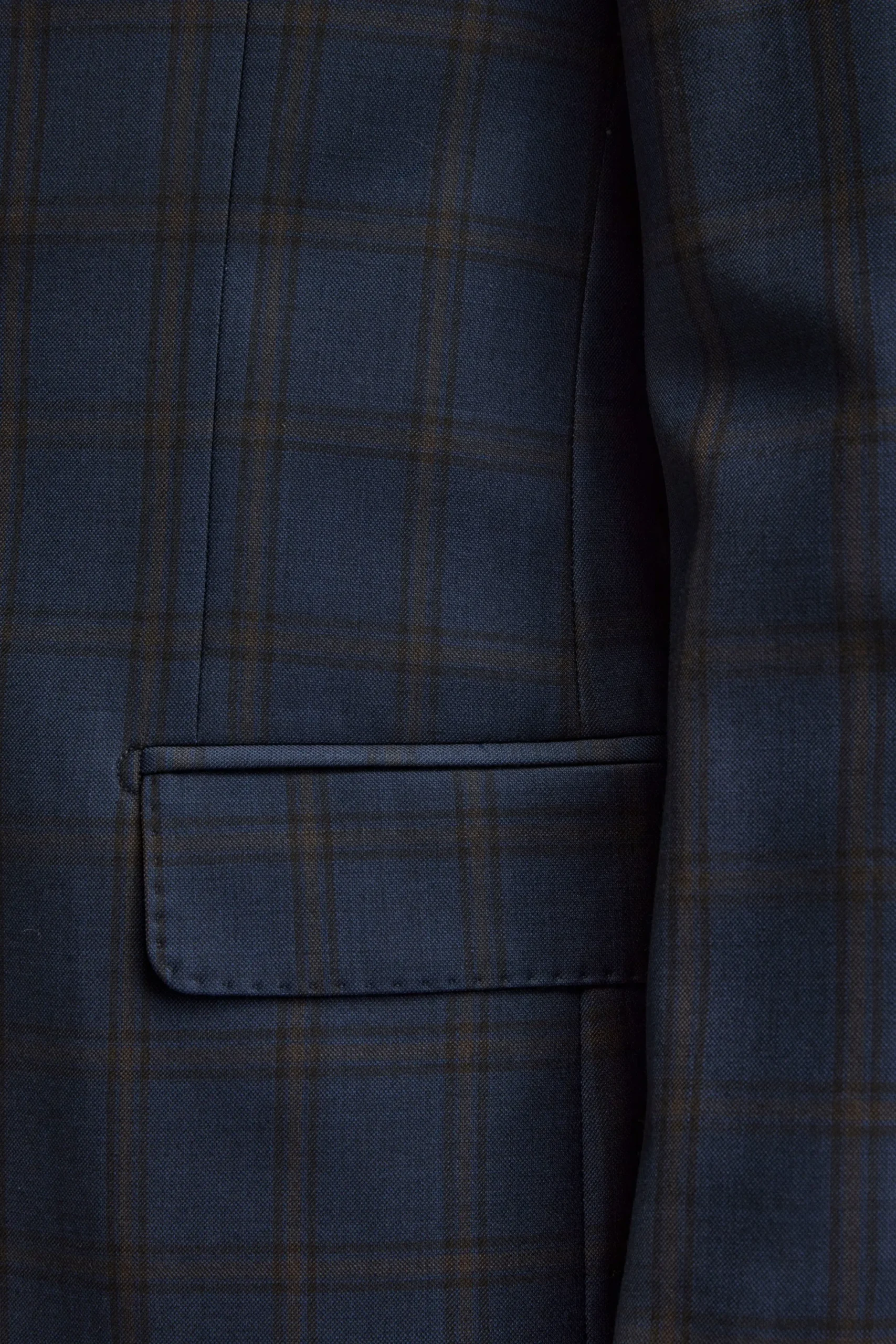Abito Slim Fit Check Foderato in Lana Vergine - BLU QUADRI