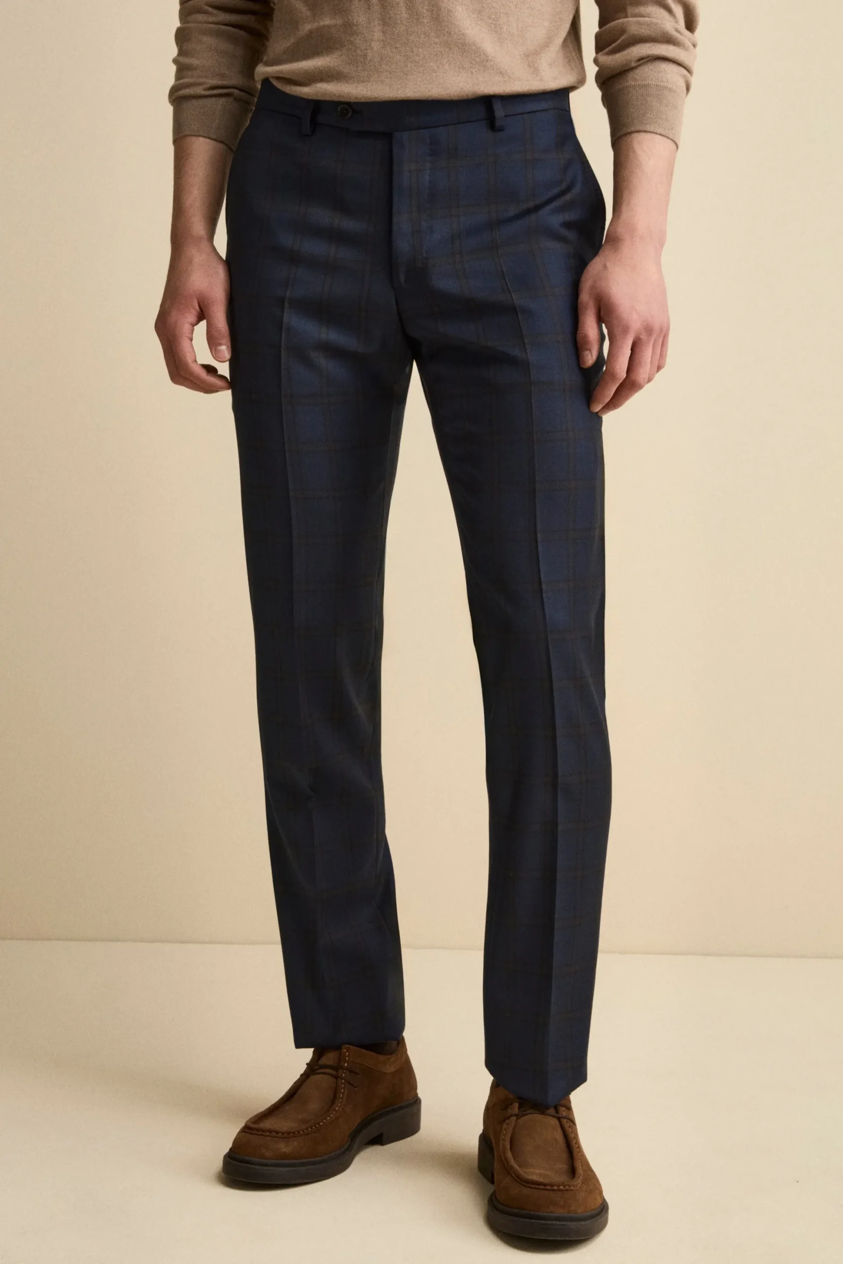 Abito Slim Fit Check Foderato in Lana Vergine - BLU QUADRI