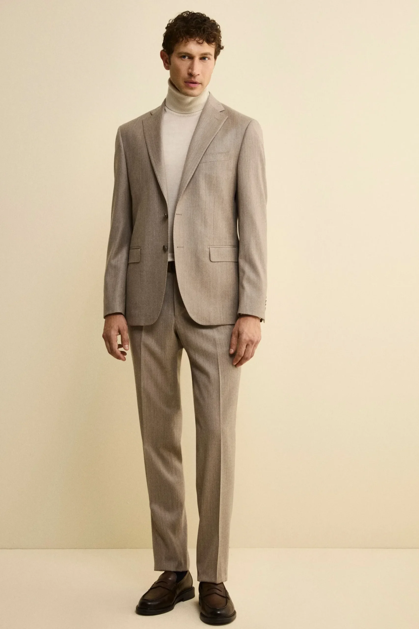 Abito Slim Fit Foderato in Lana e Cashmere - TORTORA