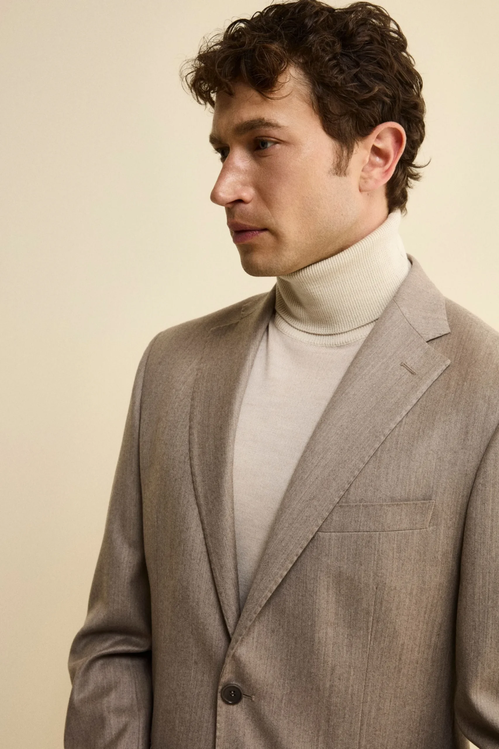 Abito Slim Fit Foderato in Lana e Cashmere - TORTORA