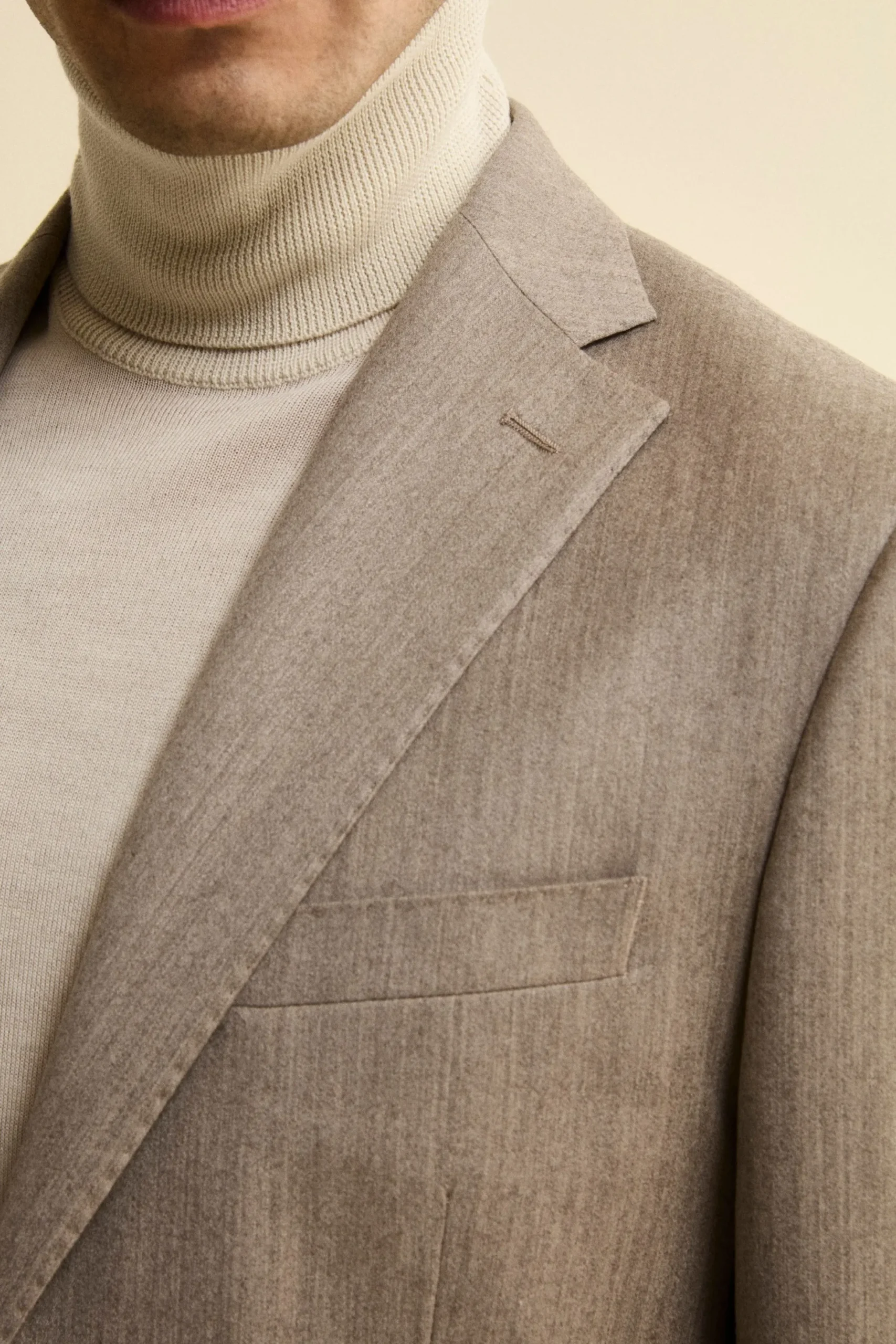 Abito Slim Fit Foderato in Lana e Cashmere - TORTORA