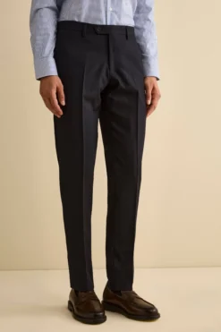 Abito Slim Fit in Lana Vergine con Revers a Lancia - BLU