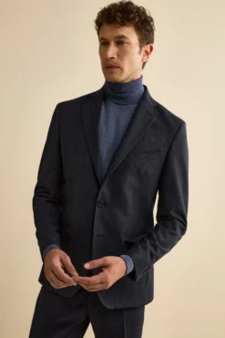 Abito Slim Fit in Lana Vergine con Revers Classico - GALLES BLU