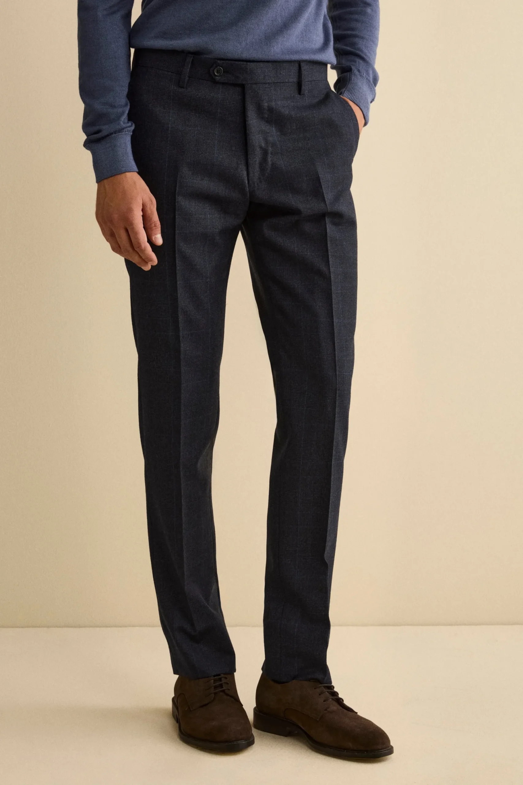 Abito Slim Fit in Lana Vergine con Revers Classico - GALLES BLU