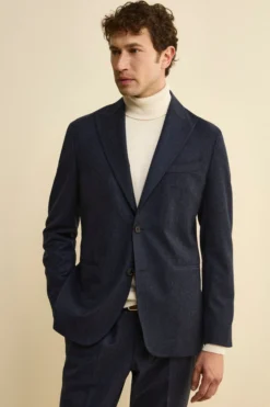 Abito Slim Fit in Misto Cashmere - BLU