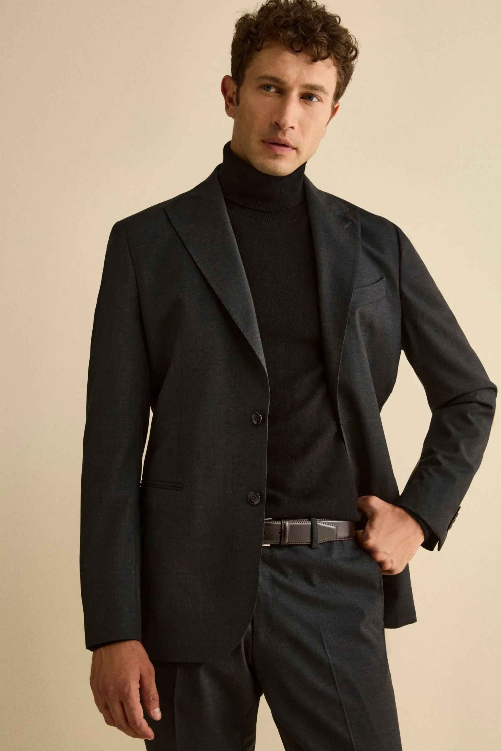 Abito Slim Fit Monopetto Revers a Lancia in Lana Vergine - ANTRACITE