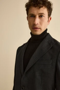 Abito Slim Fit Monopetto Revers a Lancia in Lana Vergine - ANTRACITE