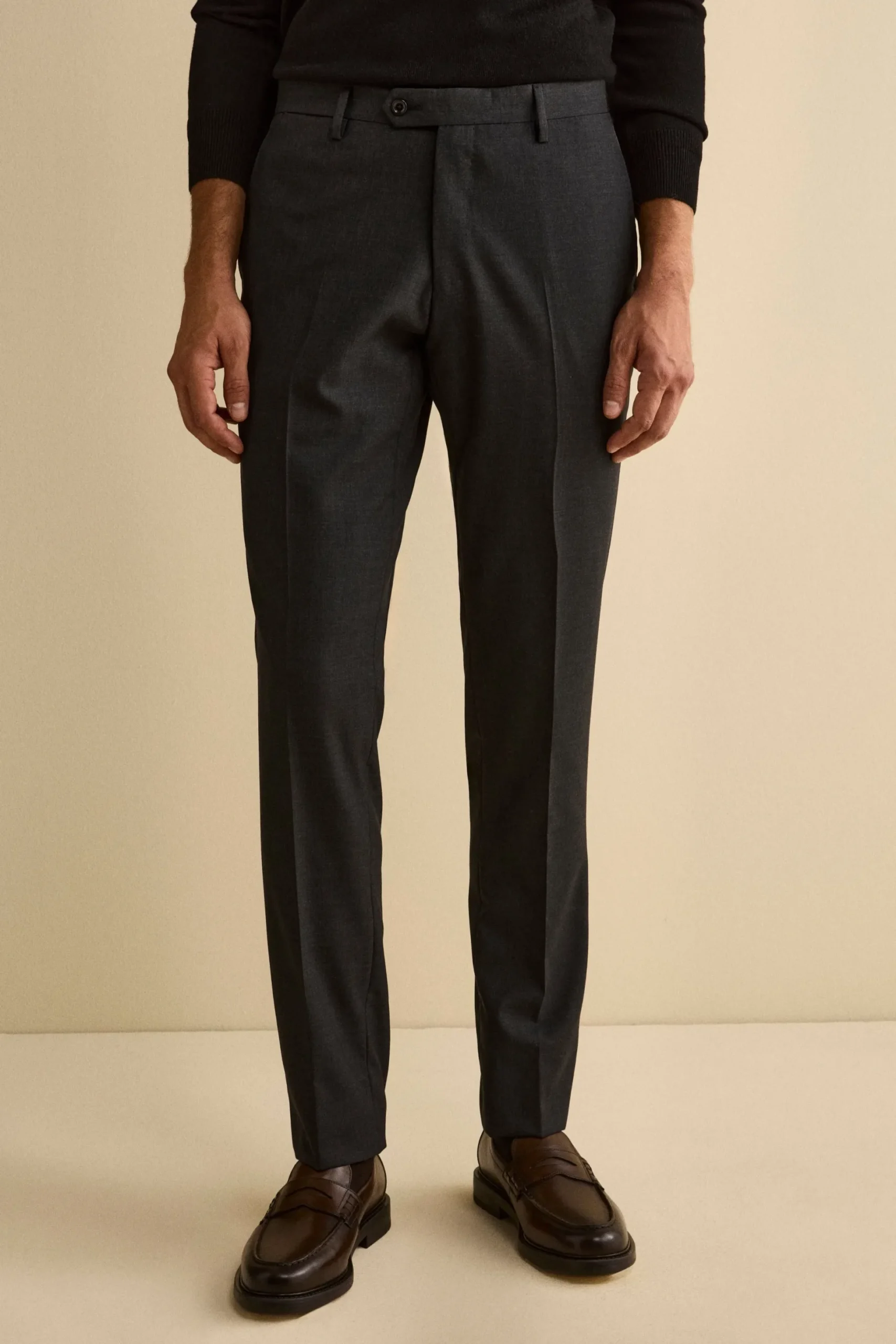 Abito Slim Fit Monopetto Revers a Lancia in Lana Vergine - ANTRACITE