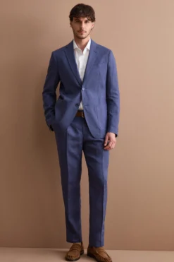 Abito Slim Fit Semifoderato in Lino - BLU