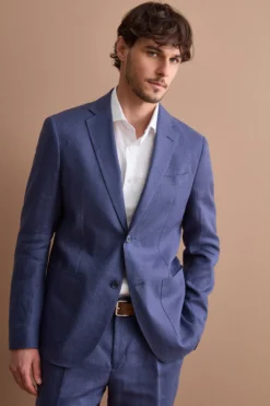 Abito Slim Fit Semifoderato in Lino - BLU