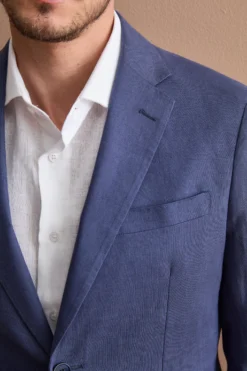Abito Slim Fit Semifoderato in Lino - BLU