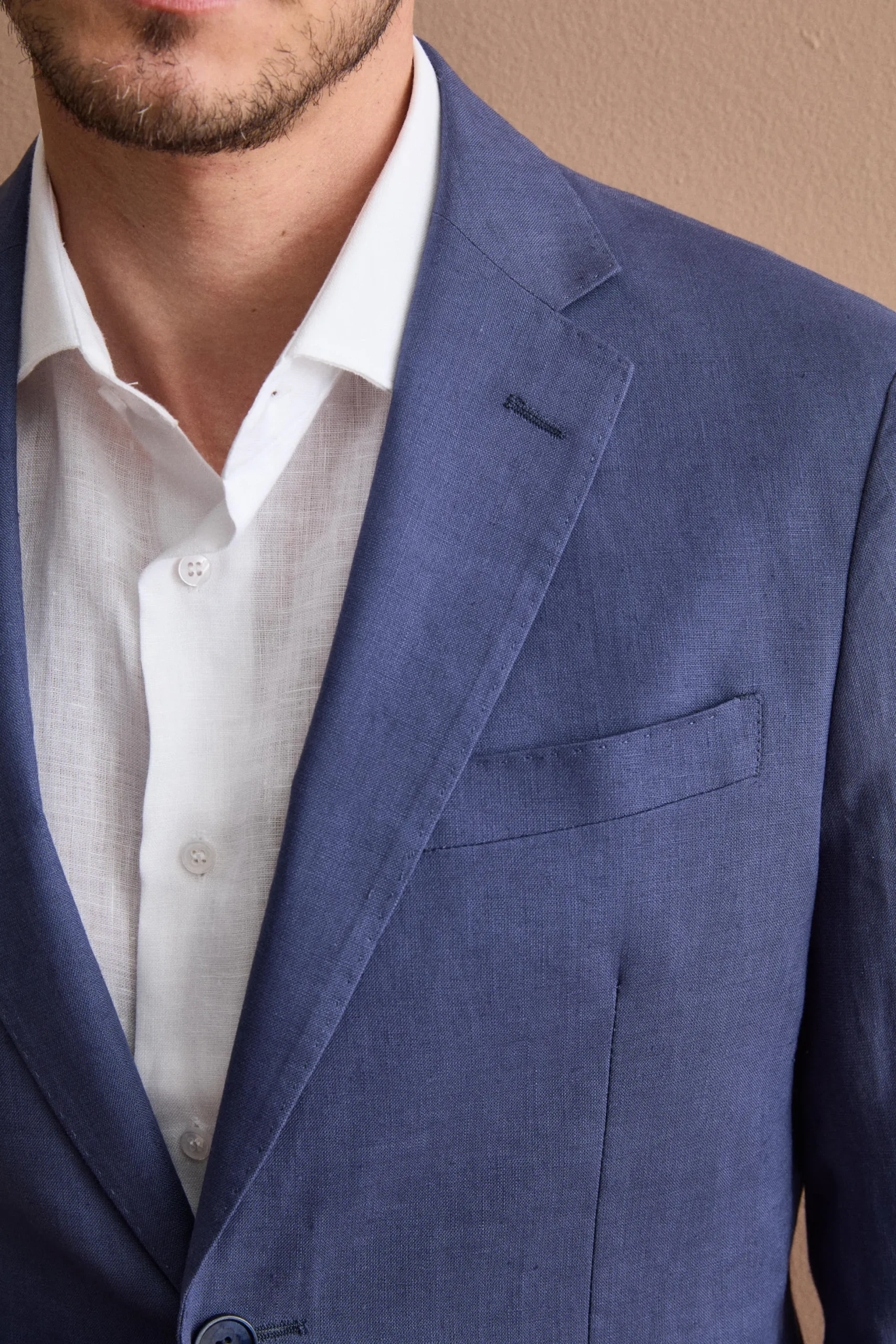 Abito Slim Fit Semifoderato in Lino - BLU