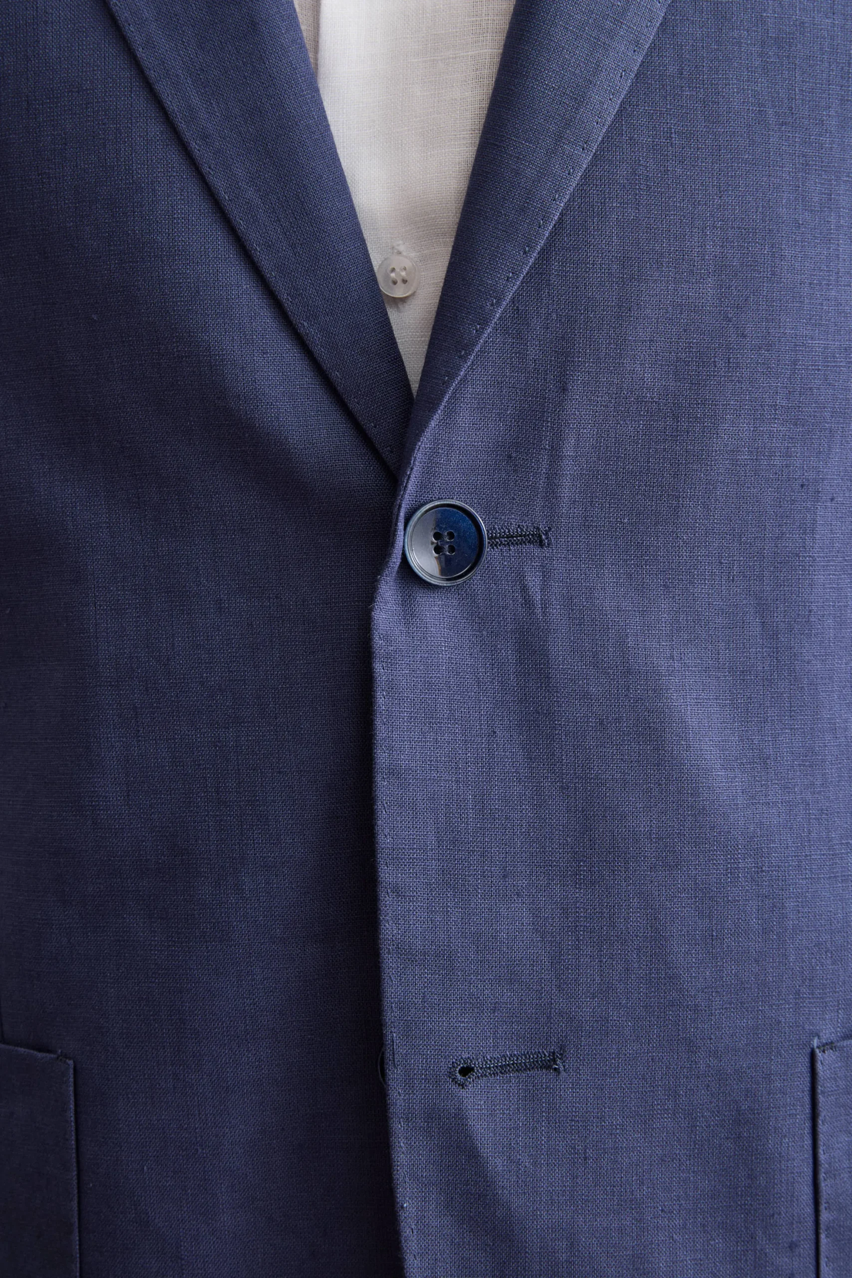 Abito Slim Fit Semifoderato in Lino - BLU