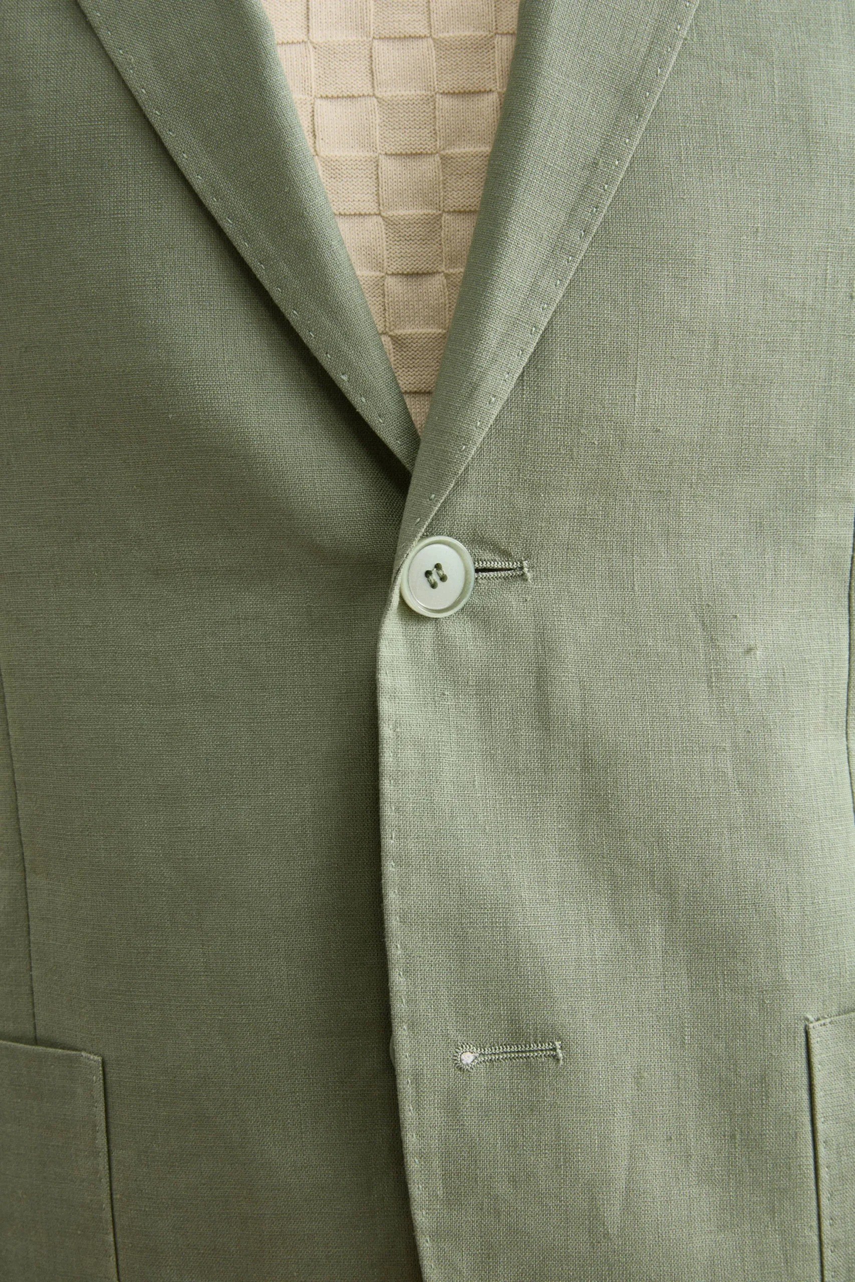 Abito Slim Fit Semifoderato in Lino - SALVIA