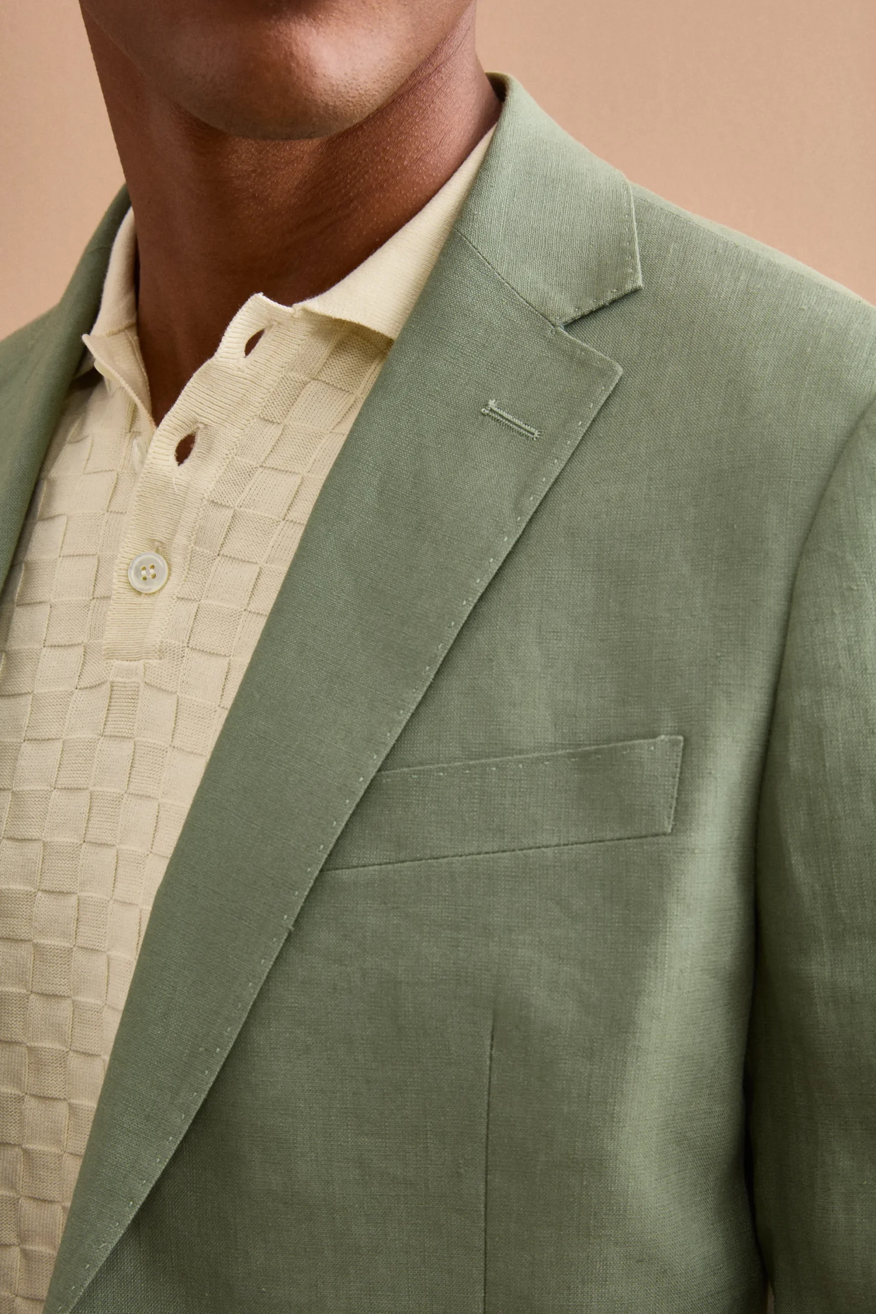 Abito Slim Fit Semifoderato in Lino - SALVIA