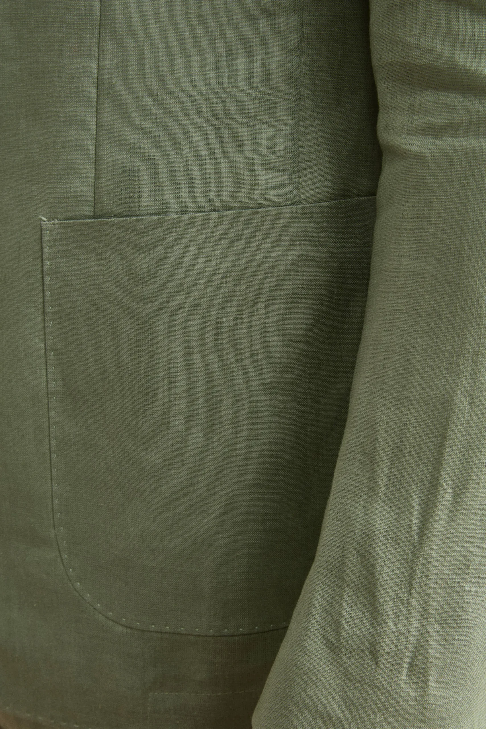 Abito Slim Fit Semifoderato in Lino - SALVIA