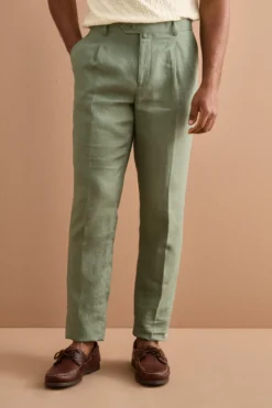 Abito Slim Fit Semifoderato in Lino - SALVIA