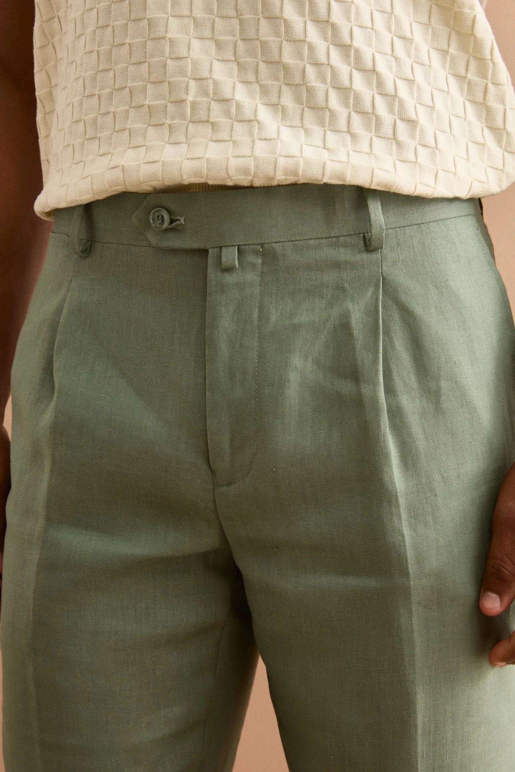 Abito Slim Fit Semifoderato in Lino - SALVIA