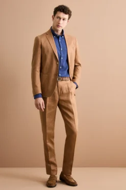 Abito Slim Fit Semifoderato in Lino - CAMOSCIO