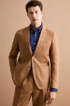 Abito Slim Fit Semifoderato in Lino - CAMOSCIO