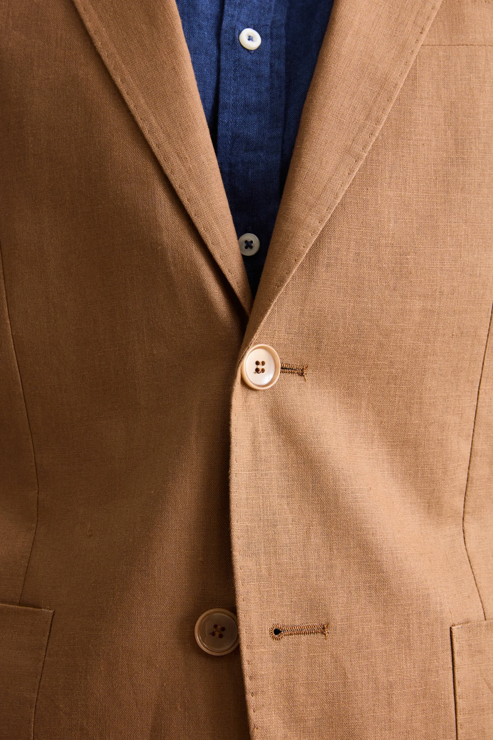 Abito Slim Fit Semifoderato in Lino - CAMOSCIO