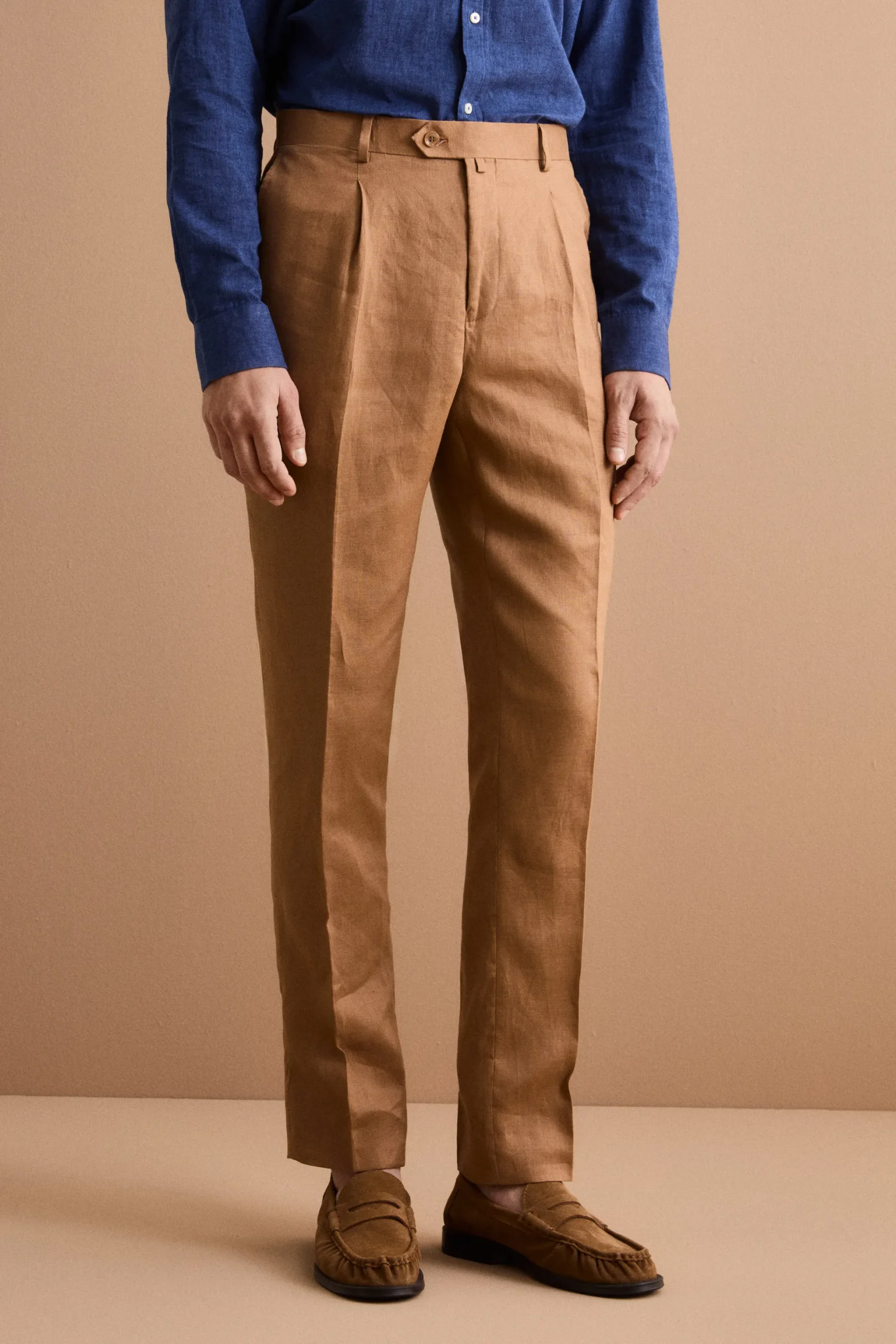 Abito Slim Fit Semifoderato in Lino - CAMOSCIO