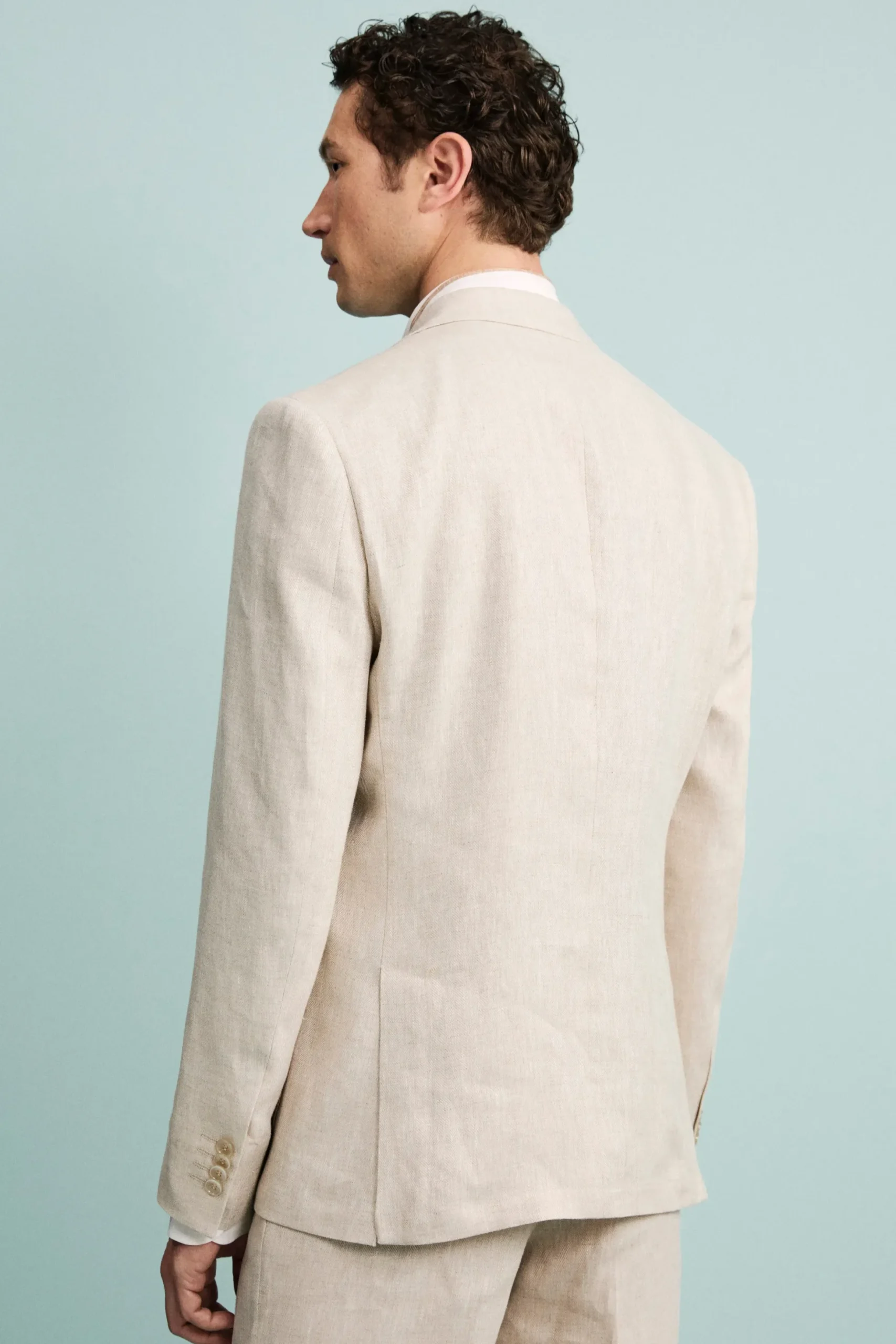Abito Spigato Monopetto in Lino - BEIGE