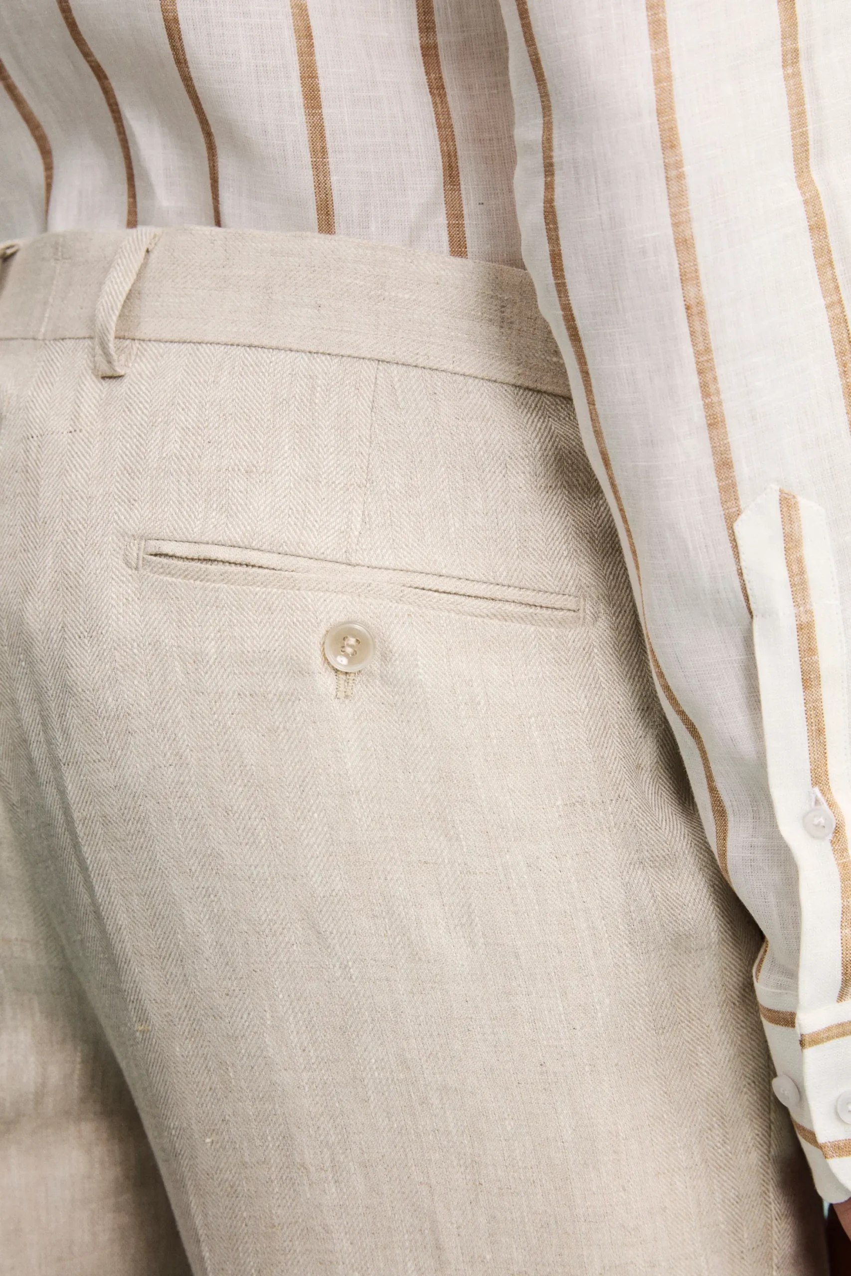 Abito Spigato Monopetto in Lino - BEIGE