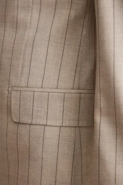 Abito Uomo in Lana Vergine Gessato Slim Fit - BEIGE GESSATO