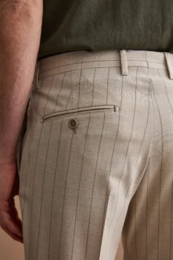 Abito Uomo in Lana Vergine Gessato Slim Fit - BEIGE GESSATO