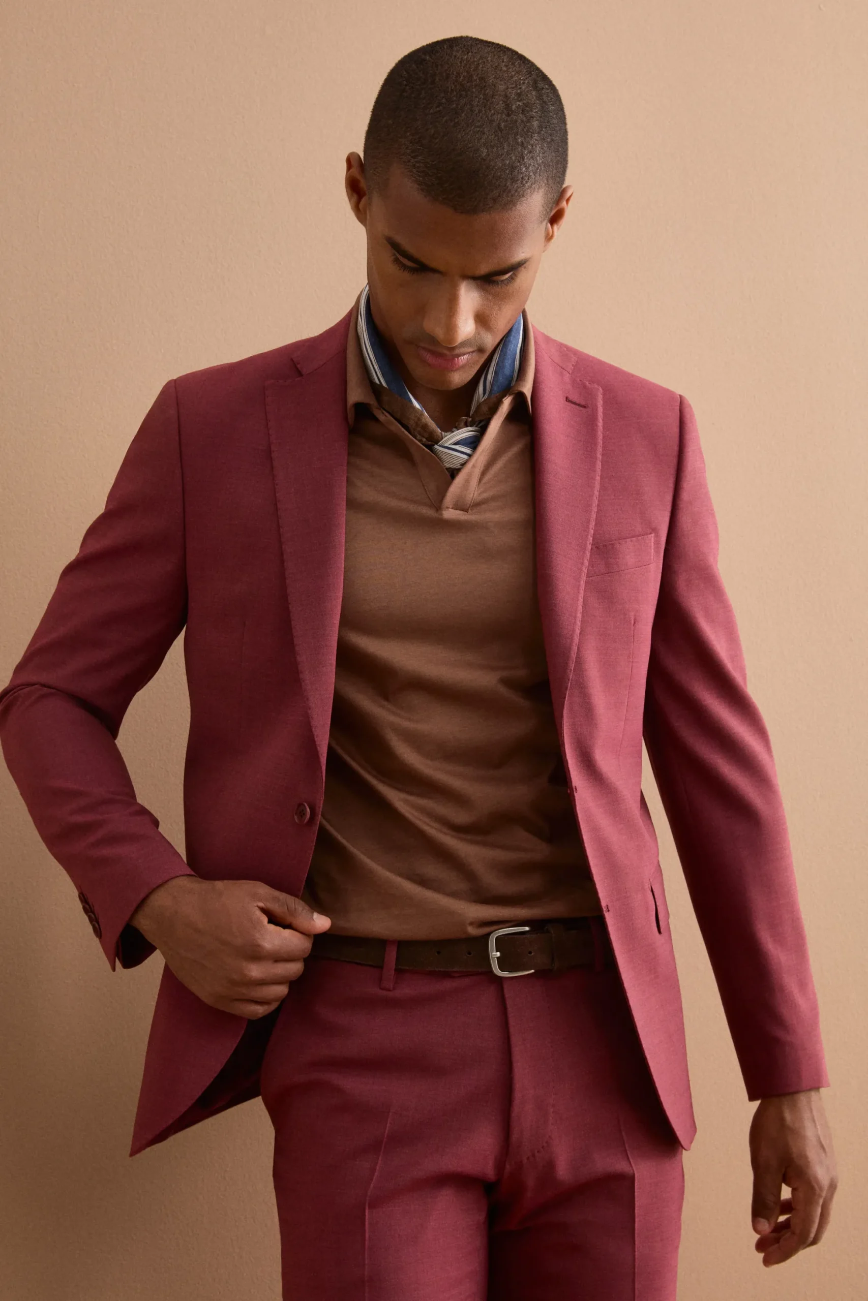 Abito Uomo Monopetto in Lino Slim Fit - BORDEAUX