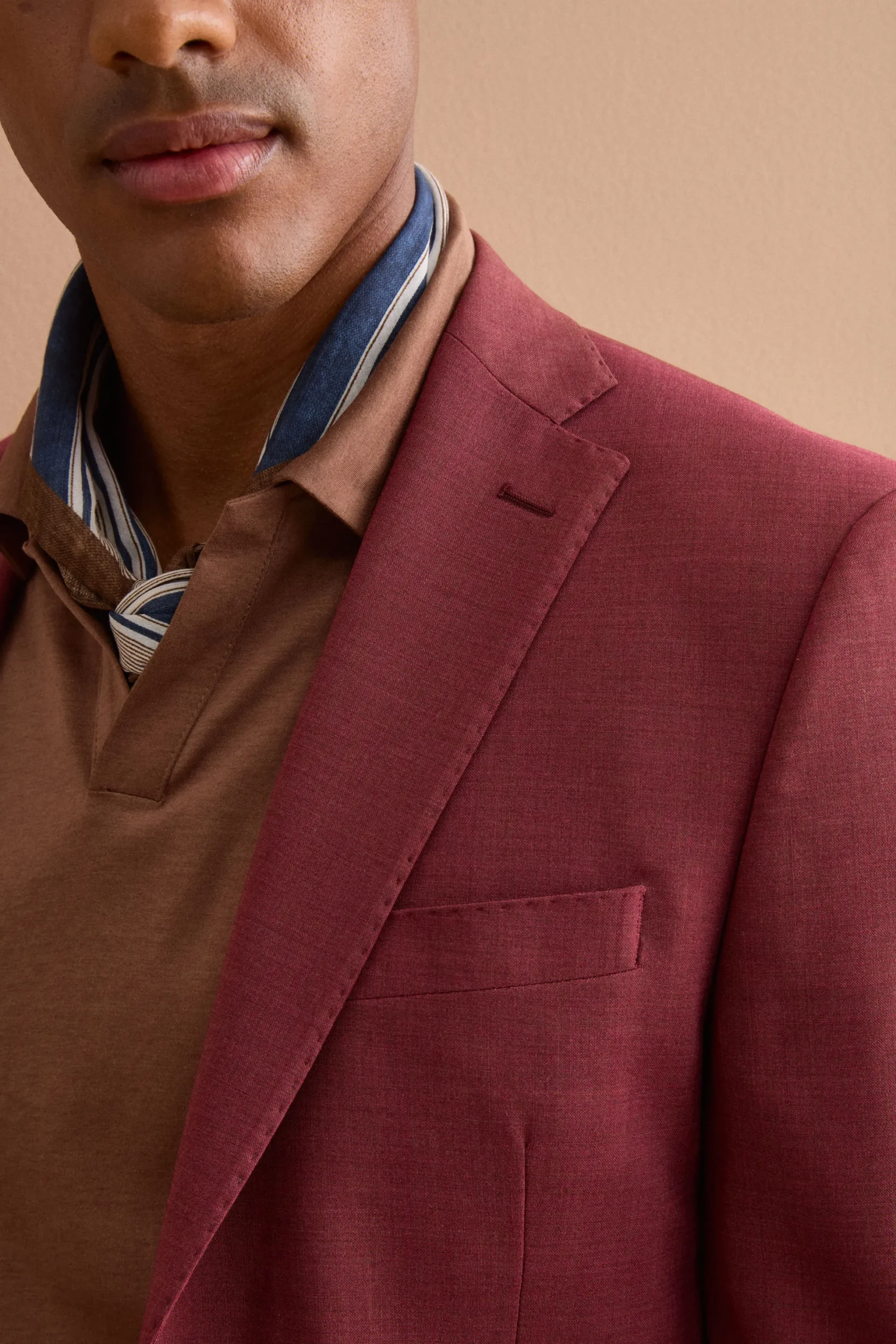 Abito Uomo Monopetto in Lino Slim Fit - BORDEAUX