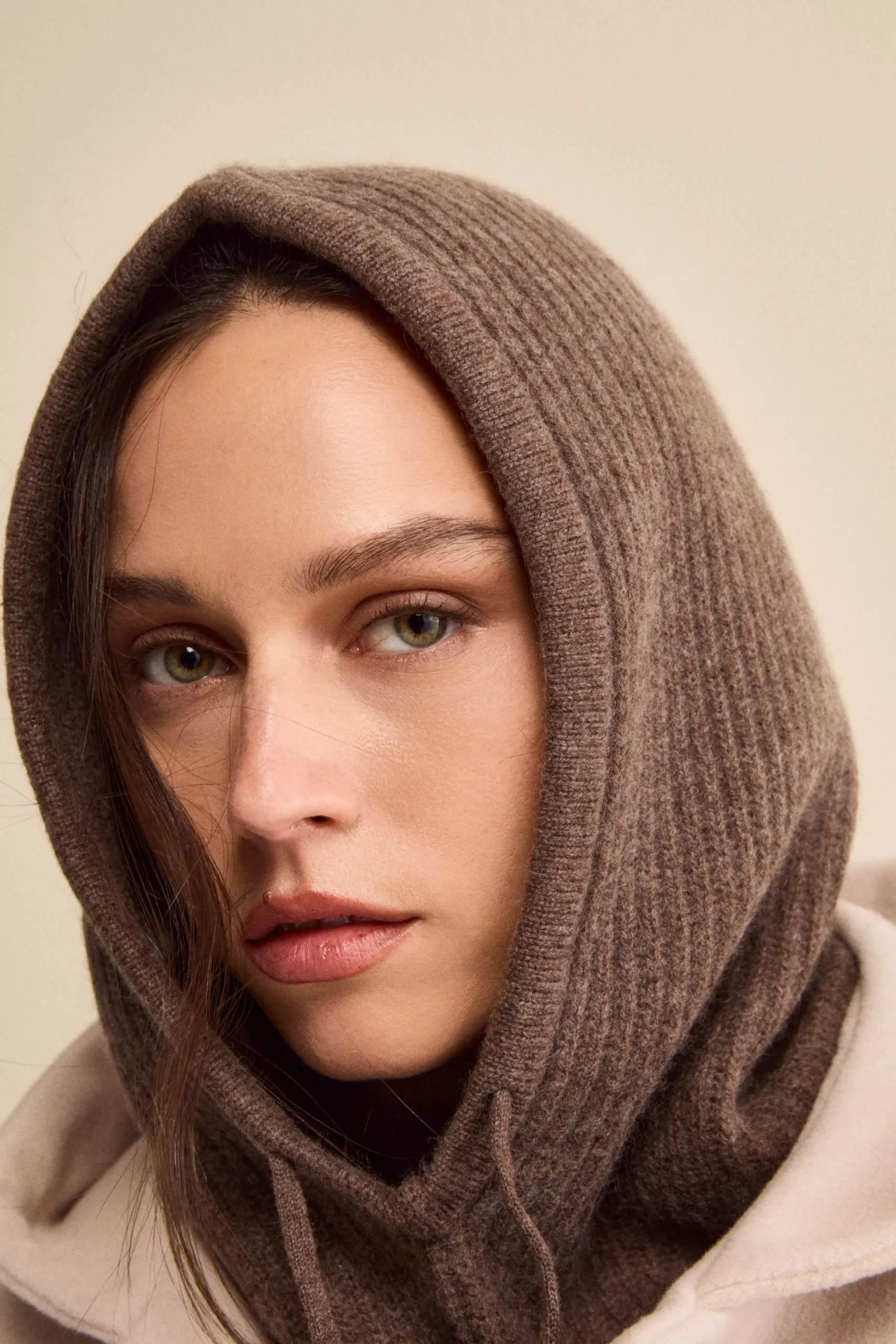 Balaclava a Coste in Cashmere - CASTAGNA