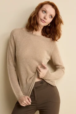 Barchetta Lurex in Cotone - BEIGE