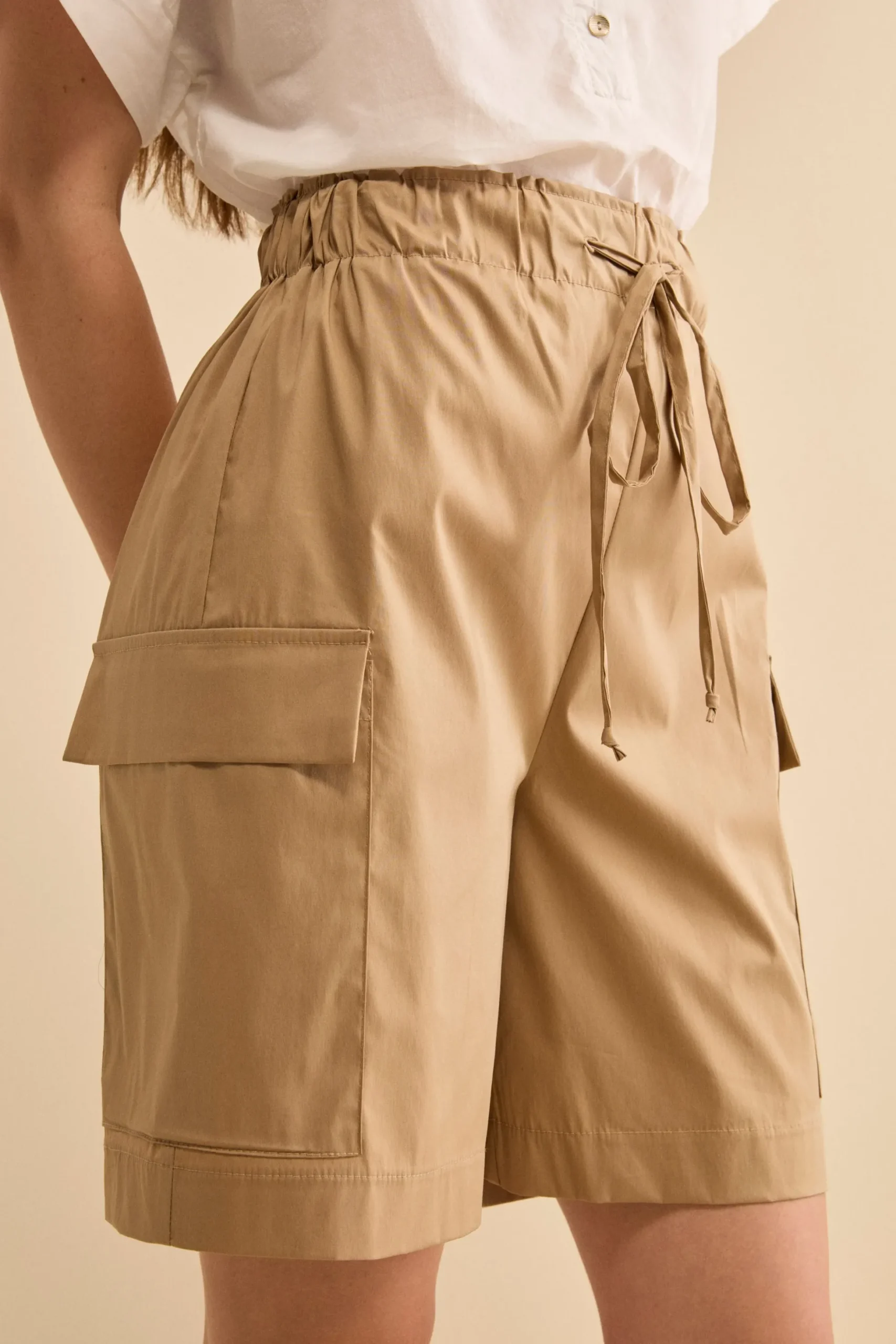 Bermuda Cargo in Tela con Coulisse - CAMMELLO