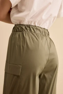 Bermuda Cargo in Tela con Coulisse - VERDE MILITARE