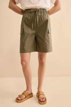 Bermuda Cargo in Tela con Coulisse - VERDE MILITARE