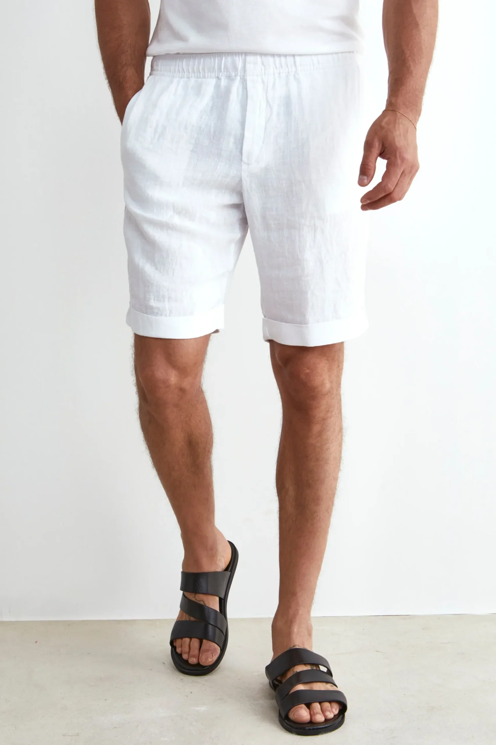 Bermuda Coulisse in Lino - BIANCO