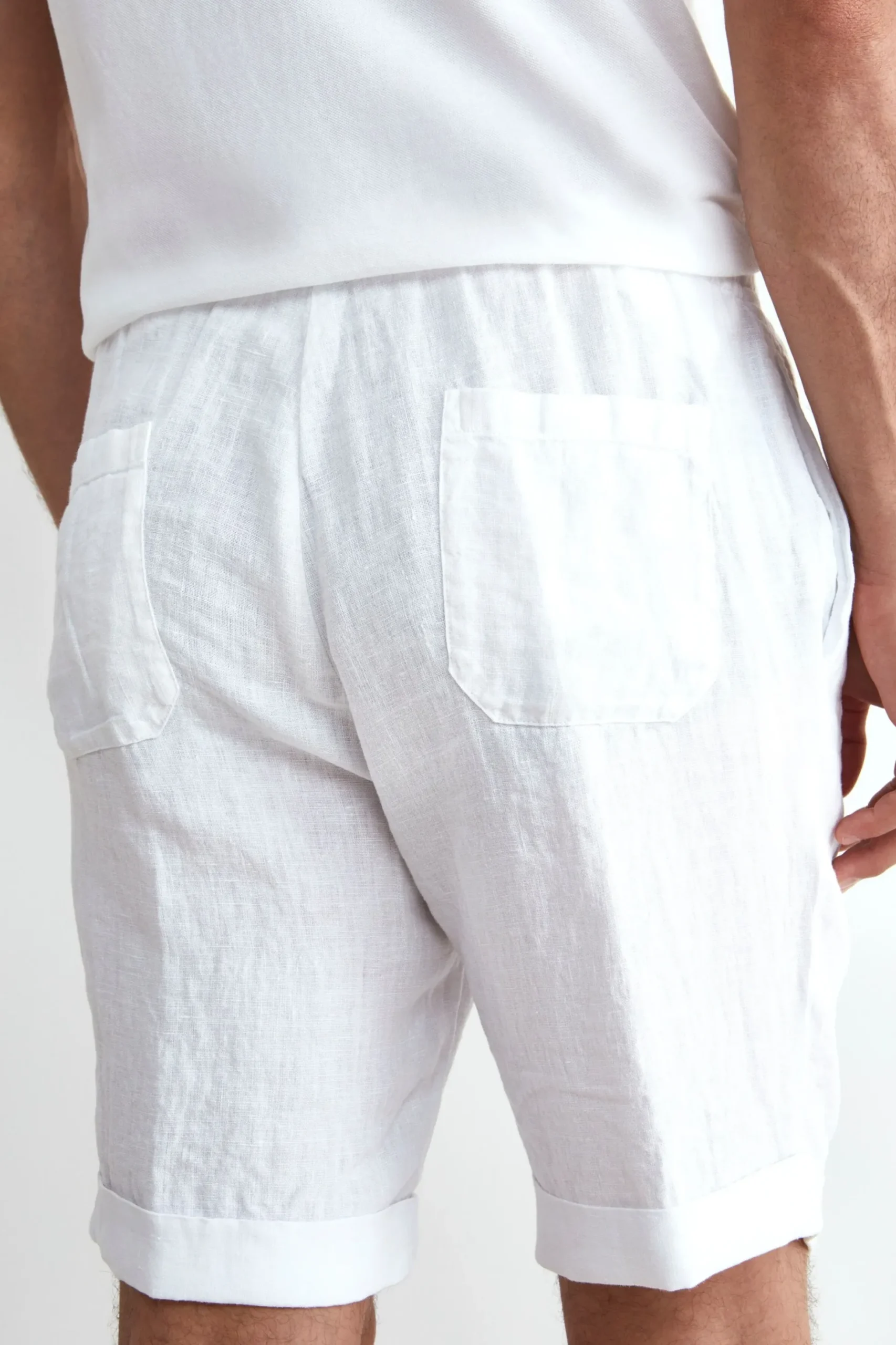 Bermuda Coulisse in Lino - BIANCO