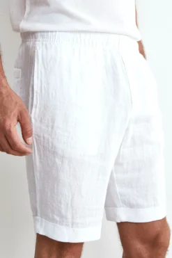 Bermuda Coulisse in Lino - BIANCO