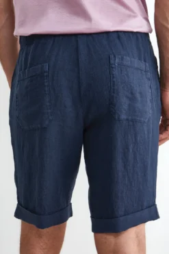 Bermuda Coulisse in Lino - BLU NOTTE