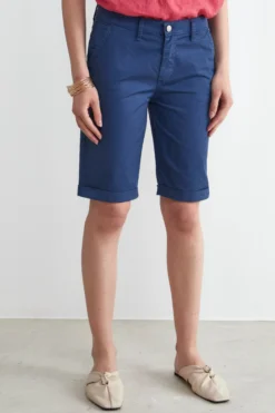 Bermuda in lino - BLU APERTO