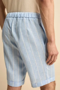 Bermuda in Lino con Coulisse - AZZURRO RIGATO
