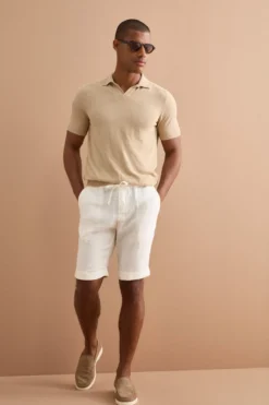 Bermuda in Lino con Coulisse e Risvolto - PANNA