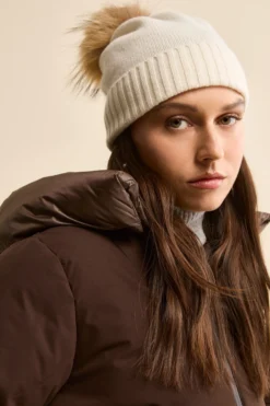 Berretto in Cashmere con Pompon - BIANCO